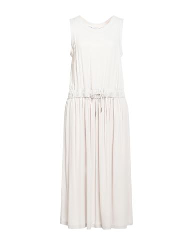FABIANA FILIPPI FABIANA FILIPPI WOMAN MIDI DRESS LIGHT GREY SIZE 10 ACETATE, SILK 