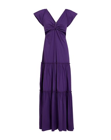 Liu •jo Woman Maxi Dress Purple Size 8 Cotton, Polyamide, Elastane In Purple