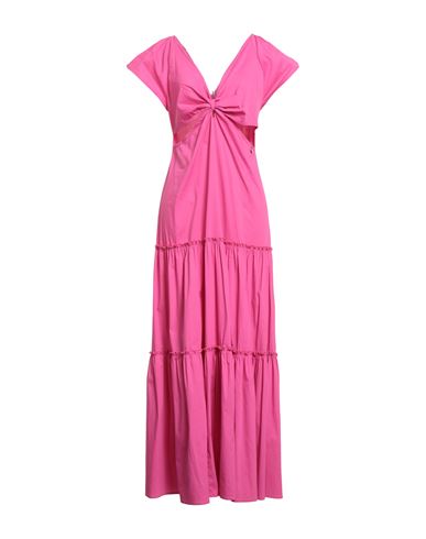 Liu •jo Woman Maxi Dress Magenta Size 10 Cotton, Polyamide, Elastane In Purple