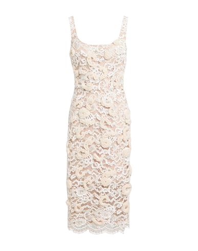 Elisabetta Franchi Woman Midi Dress Cream Size 4 Cotton, Polyamide In White