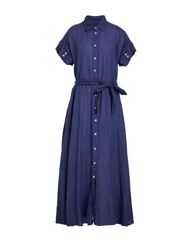 Shop 120% Lino Woman Maxi Dress Navy Size 10 Linen