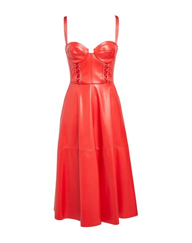ELISABETTA FRANCHI ELISABETTA FRANCHI WOMAN MIDI DRESS RED SIZE 2 POLYESTER, POLYURETHANE 