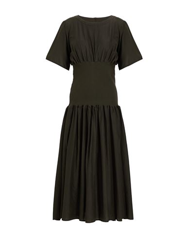 Isabella Clementini Woman Maxi Dress Dark Green Size 8 Cotton, Silk In Green
