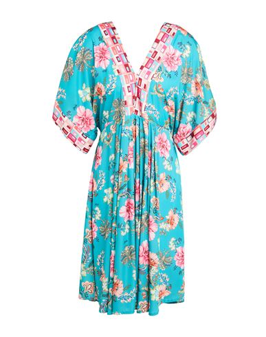 Liu •jo Woman Midi Dress Turquoise Size L Polyester, Elastane