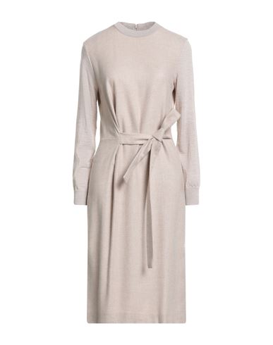 Peserico Woman Midi Dress Sand Size 6 Viscose, Wool, Merino Wool In Neutral