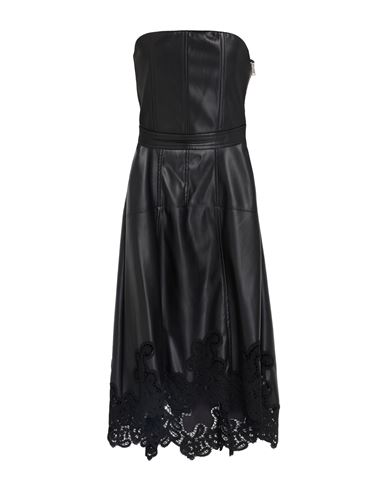 Shop Ermanno Firenze Woman Midi Dress Black Size 6 Polyester, Polyurethane, Acrylic, Wool