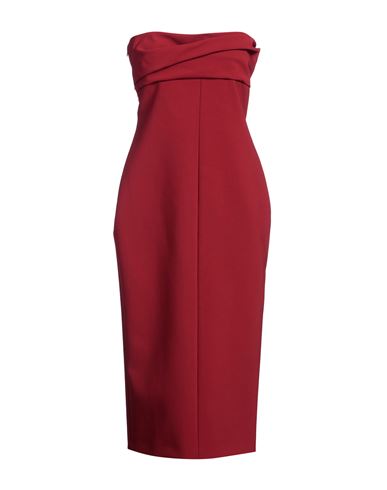 PHILOSOPHY DI LORENZO SERAFINI PHILOSOPHY DI LORENZO SERAFINI WOMAN MIDI DRESS BRICK SIZE 8 POLYESTER, POLYURETHANE 