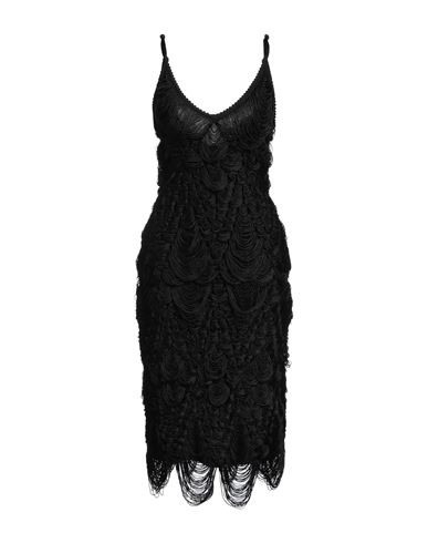 Ferragamo Woman Midi Dress Black Size M Silk, Viscose, Polyester, Polyamide, Elastane