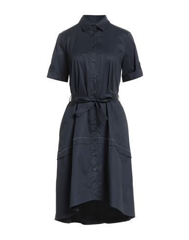 Peserico Woman Midi Dress Midnight Blue Size 2 Cotton, Elastane In Blue