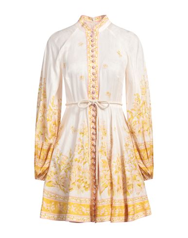 Zimmermann Floral-print Linen Mini Dress In Yellow