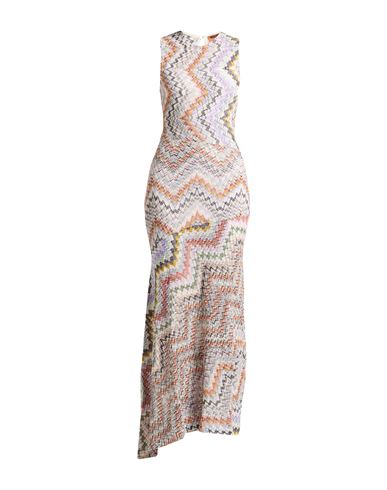 Shop Missoni Woman Maxi Dress White Size 10 Virgin Wool, Wool, Cotton, Polyamide