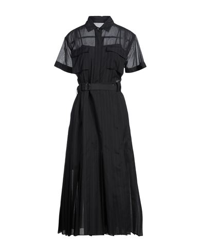 Sacai Woman Midi Dress Black Size 3 Cotton, Polyester