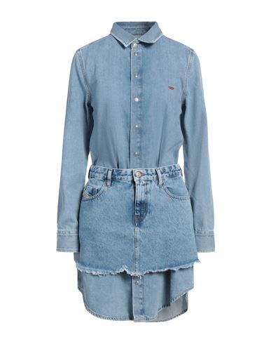 Diesel Woman Mini Dress Blue Size L Cotton