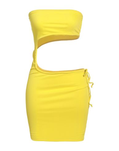 FRANKIES BIKINIS FRANKIES BIKINIS WOMAN MINI DRESS YELLOW SIZE L NYLON, ELASTANE 