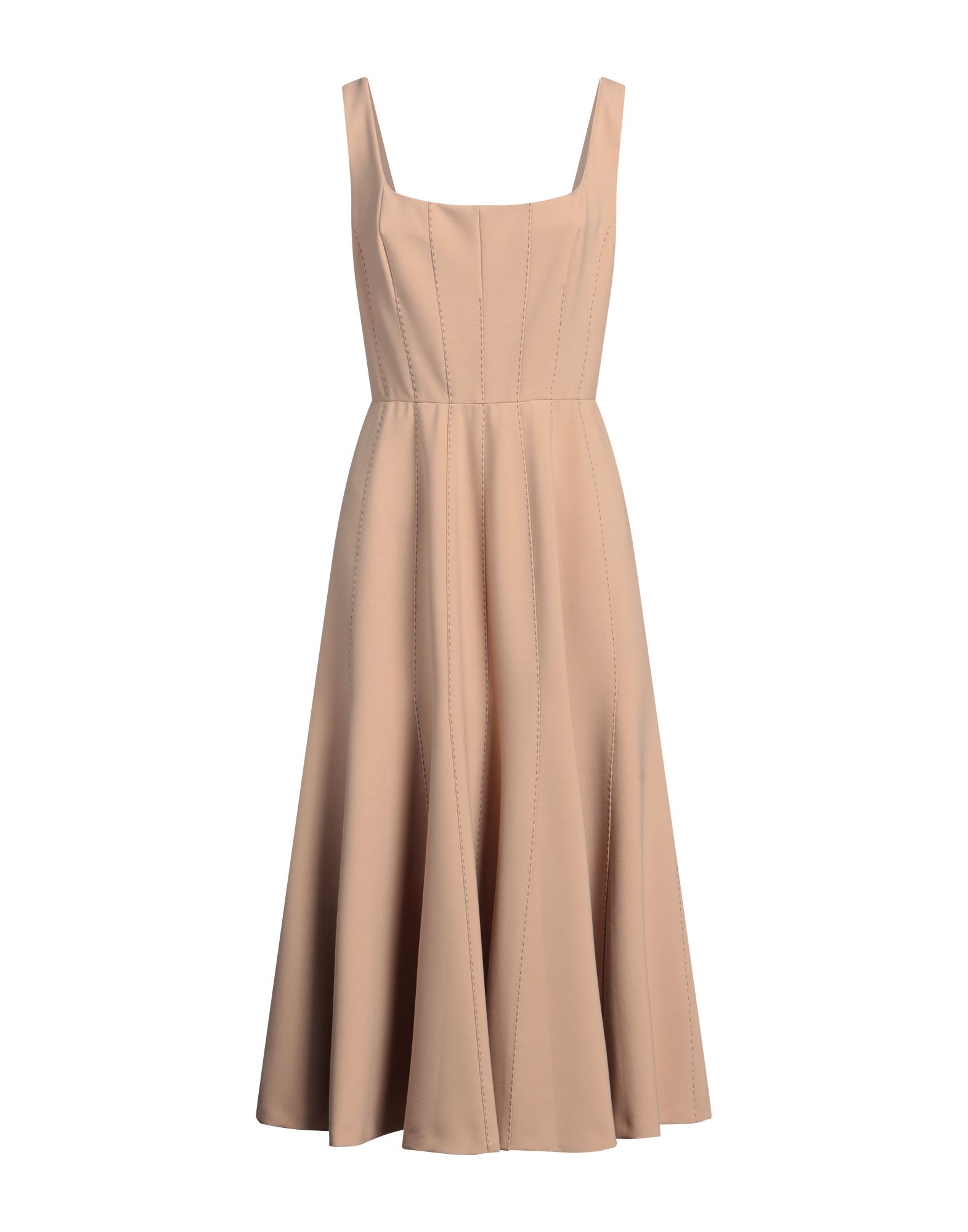《セール開催中》ELIE SAAB レディース ミディ丈ワンピース キャメル 40 ポリエステル 52% / バージンウール 43% / ポリウレタン 5%