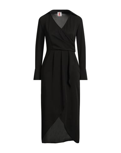 Kontatto Woman Midi Dress Black Size 6 Polyester In Black