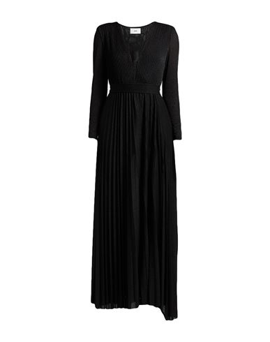 Solotre Woman Maxi Dress Black Size 8 Viscose, Polyamide, Polyester, Elastane