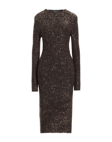 Fabiana Filippi Woman Midi Dress Dark Brown Size 6 Polyamide, Polyester, Viscose, Elastane In Brown