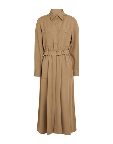 Paul & Joe Woman Midi Dress Khaki Size 10 Virgin Wool