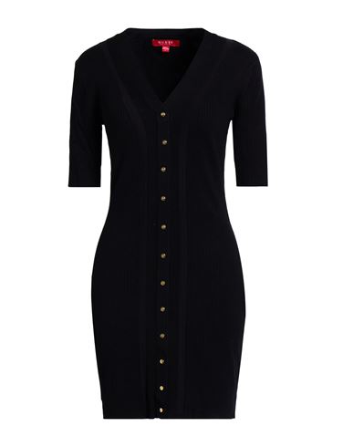 Guess Woman Mini Dress Midnight Blue Size L Viscose, Polyamide In Black