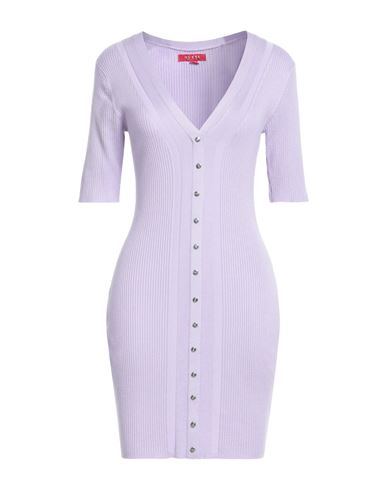 Guess Woman Mini Dress Lilac Size M Viscose, Polyamide In Purple