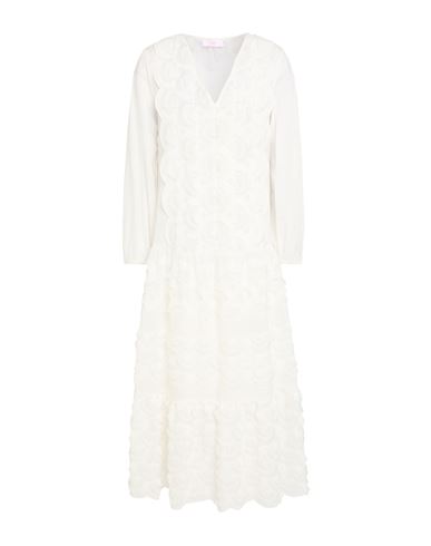 Clips More Woman Midi Dress White Size 10 Polyester, Cotton In Neutral