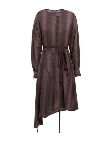 Shop High Use Woman Midi Dress Chocolate Brown Size 12 Rayon, Cotton, Virgin Wool