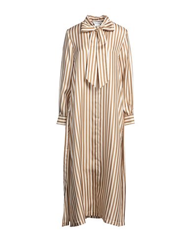 Max Mara Woman Midi Dress Camel Size 8 Silk