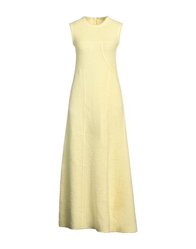 Jil Sander Woman Maxi Dress Pastel Yellow Size 12 Wool, Polyamide