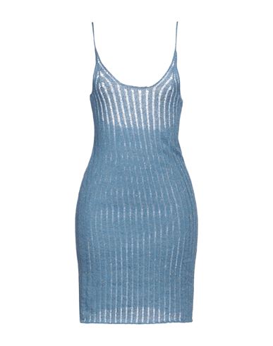 Miista Woman Mini Dress Light Blue Size M Acrylic, Nylon, Mohair Wool, Metallic Fiber