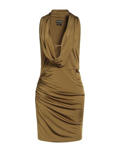 Tom Ford Woman Mini Dress Khaki Size 6 Viscose, Elastane In Sand