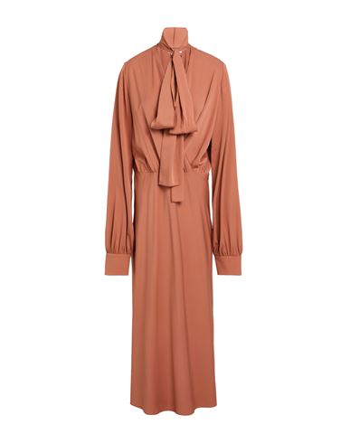 Sportmax Woman Maxi Dress Tan Size 14 Silk, Elastane