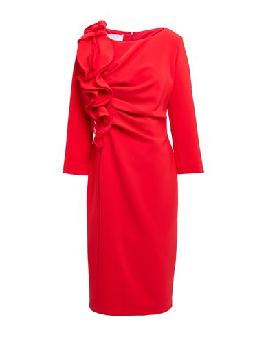 Carla Ruiz Woman Midi Dress Red Size 12 Polyester, Elastane