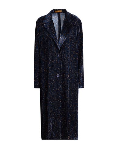 Siyu Woman Overcoat & Trench Coat Navy Size 6 Viscose, Silk In Blue
