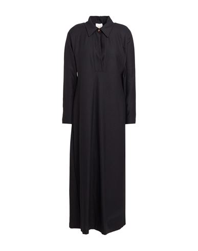 Alysi Crème Woman Maxi Dress Black Size 4 Virgin Wool, Polyamide In Black