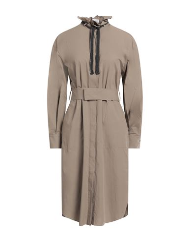 Brunello Cucinelli Woman Midi Dress Khaki Size M Cotton, Cashmere, Polyester