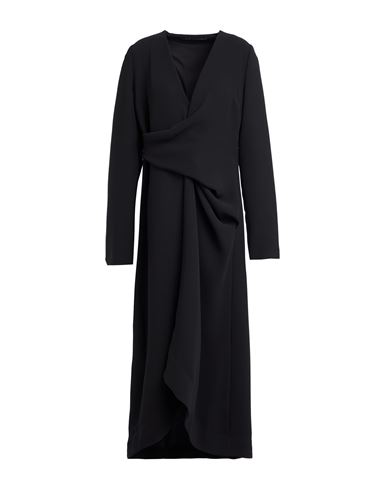 Malloni Woman Midi Dress Black Size 10 Polyester In Black