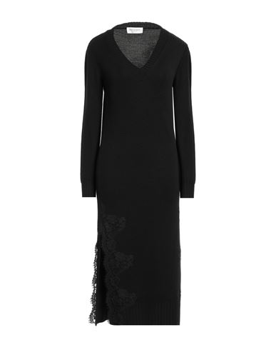 Ermanno Firenze Woman Midi Dress Black Size 4 Wool, Cotton, Polyamide