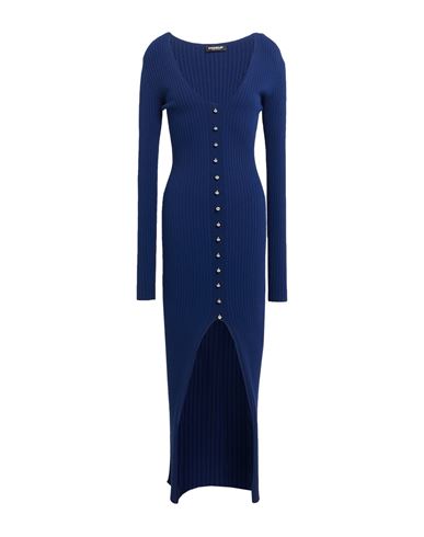 Dondup Woman Maxi Dress Navy Size 4 Viscose, Polyester In Blue