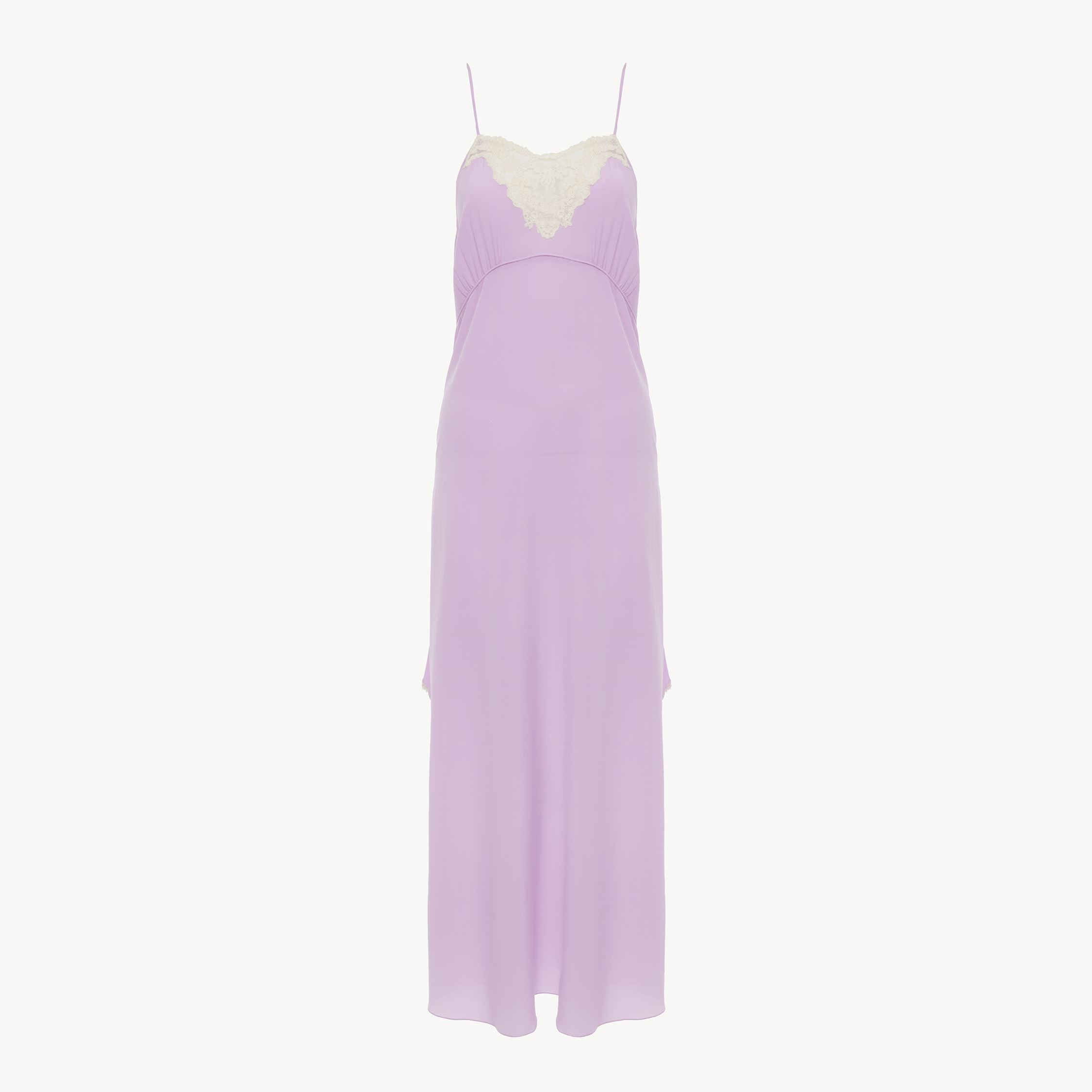 Chloé Lace-trimmed Organic Silk Crepe De Chine Maxi Dress