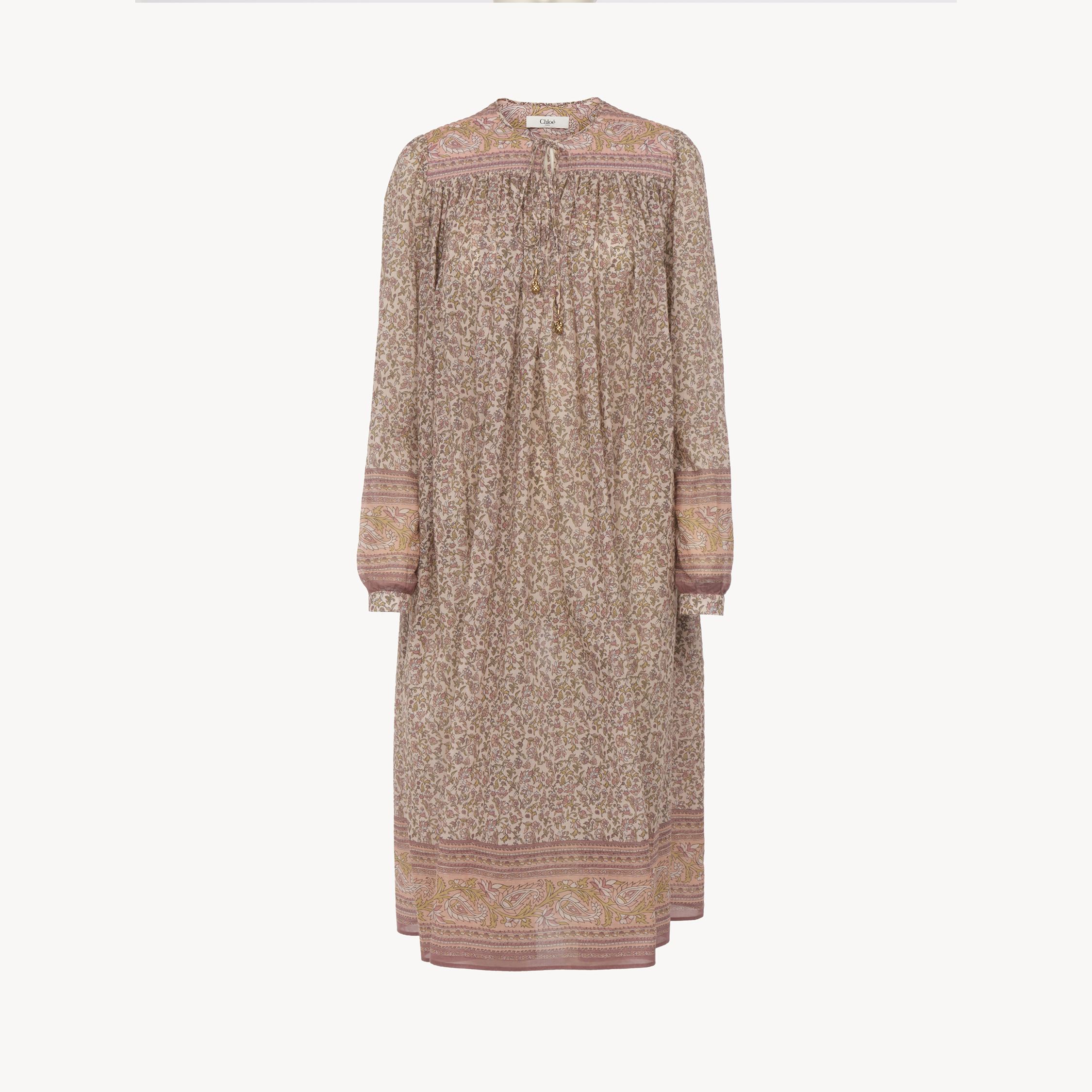 Chloé Robe Tunique Froncée En Voile De Coton Femme Rose Taille 42 100% Coton, Pinctada Maxima, Farmed, Coo