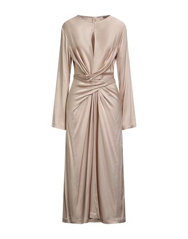 Ottod'ame Woman Midi Dress Sand Size 2 Viscose In Neutral