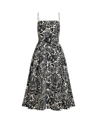 Ralph Lauren Lauren  Floral Belted Faille Cocktail Dress Woman Midi Dress Black Size 6 Polyester