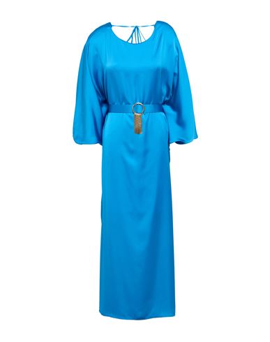Simona Corsellini Woman Maxi Dress Azure Size 8 Polyester