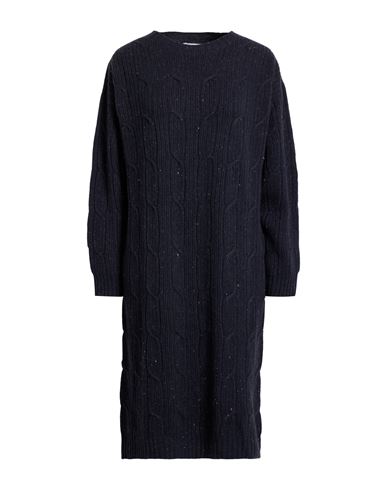 Peserico Woman Midi Dress Midnight Blue Size 12 Virgin Wool, Silk, Viscose, Cashmere, Polyester In Blue