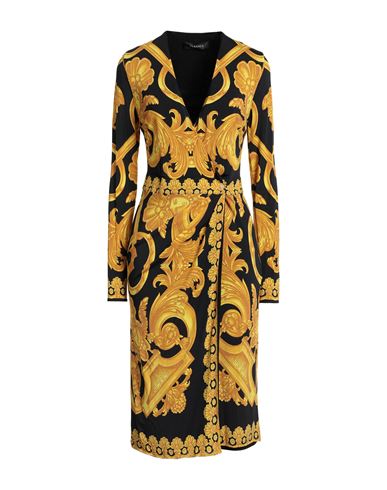Versace Woman Midi Dress Yellow Size 10 Viscose, Elastane