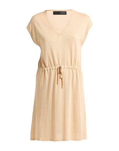 Messagerie Woman Mini Dress Sand Size S/m Viscose, Linen, Cotton