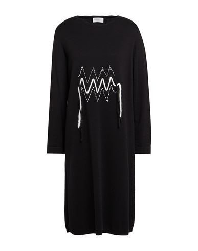 Maria Bellentani Woman Midi Dress Black Size 10 Wool, Acrylic