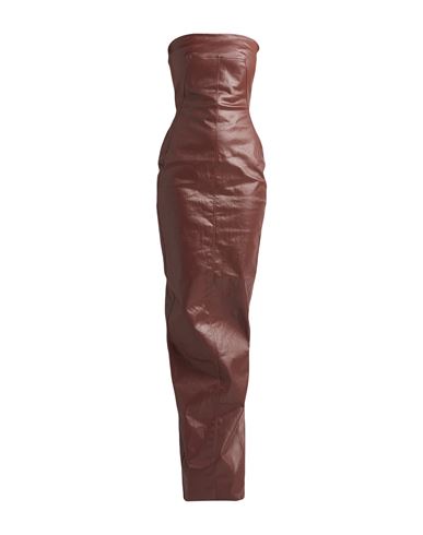 Rick Owens Woman Maxi Dress Brown Size 4 Cotton, Elastomultiester, Rubber