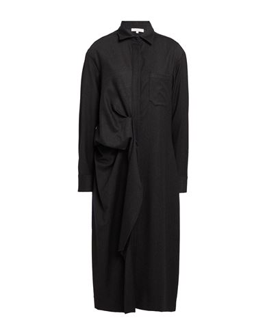 Antonelli Woman Midi Dress Charcoal Size 6 Virgin Wool, Viscose, Polyester, Elastane In Black